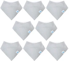 8 Pack Grey Organic Bamboo Baby Bandana Bibs