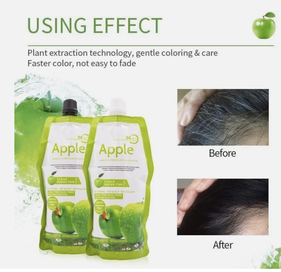 Mokeru Apple Hair Dye Cream 500ml A & B Black - Image 4 of 4