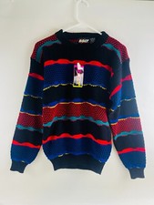 Bolt Sweater Boy's Size Large Black Multicolor Striped Knitted Crew Neck NWT