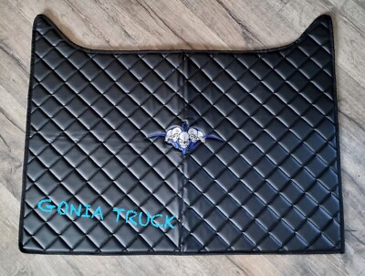 Truck engine mat cover ''eco leather'' for Daf XF 105/106, BLACK with embroidery.