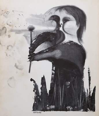 Morris Broderson, Child Blowing Dandelions, Lithograph, signed and dated in the