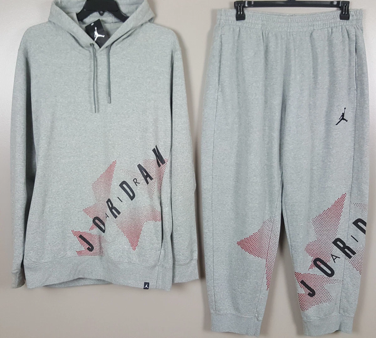 NIKE JORDAN VI RETRO 6 FLEECE SWEATSUIT HOODIE PANTS GREY RED