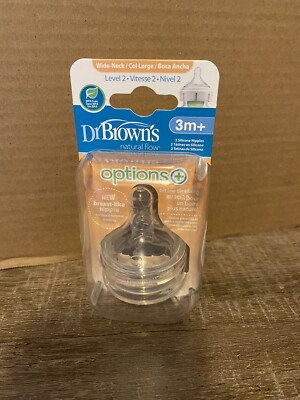 Dr. Brown s Options+ Wide Neck Baby Bottle Nipple 3m+ natural Flow - New