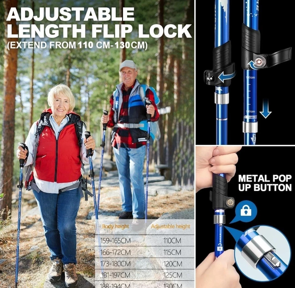 Bastones de trekking plegables bastones de senderismo - aleación de aluminio 7075 bastones de trekking... Foto 3 de 4