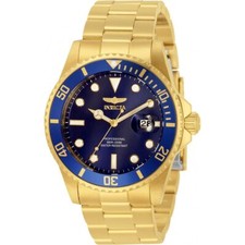 Invicta Men's Watch Pro Diver Quartz Blue Dial Yellow Gold Steel Bracelet 33270