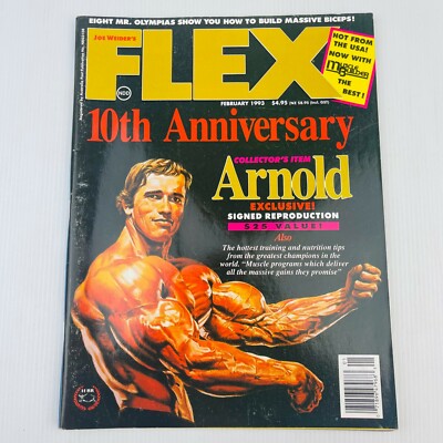 Vintage Joe Weider's Flex Body Building Magazine ARNOLD Feb 1993 + Large Poster