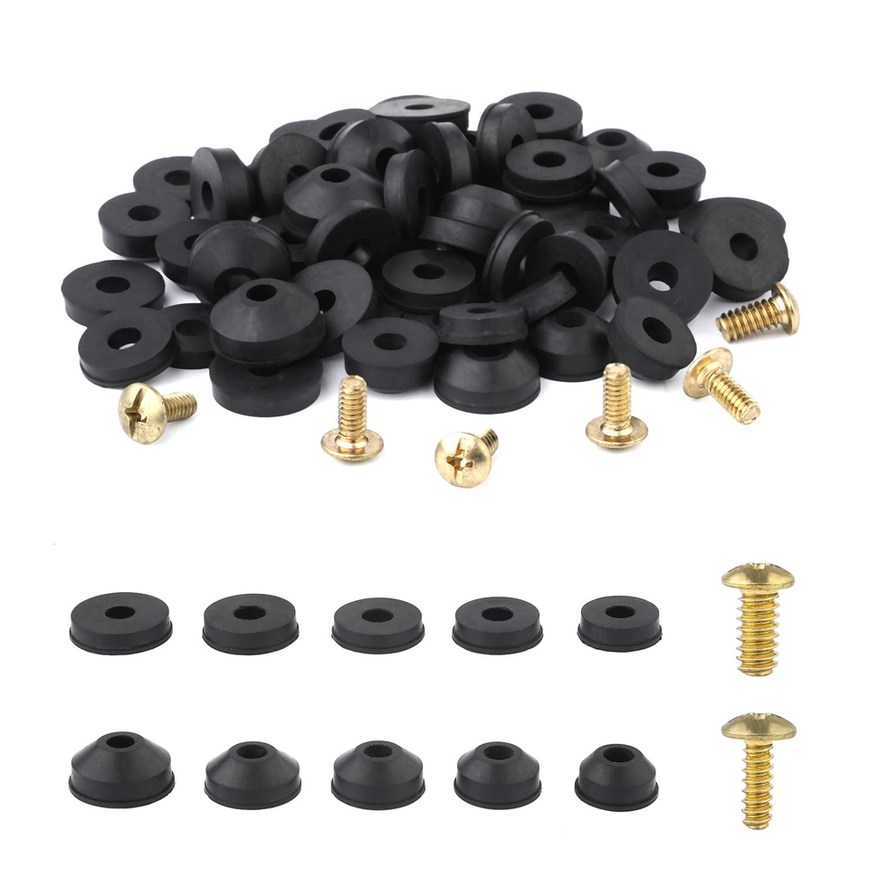 58 PCS Faucet Washers and Brass Bibb Screws Assortment, Flat and