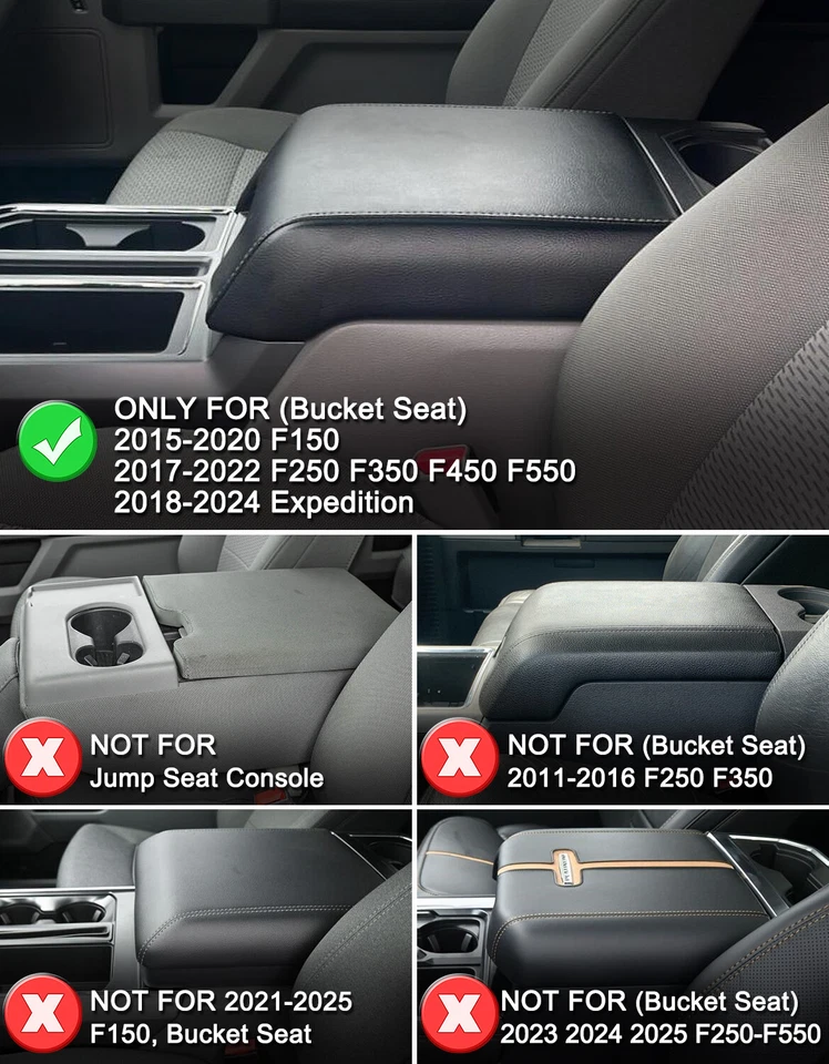 For Ford F250 F350 F450 Super Duty 2017-2022 Console Lid Armrest Polyester Cover - Imagem 2 de 4