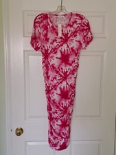 Capella Pink Tie-Dye Ruched Dress, Size 2XL Soft & Lightweight Jersey Stretch