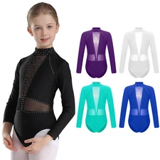 Kids Girls Costume Dance Bodysuit Breathable Leotard Stage Performance Top Soft