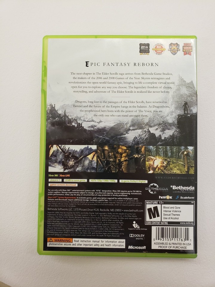 Xbox 360 The Elder Scrolls V Skyrim Free FAST SHIPPING 93155117631| eBay