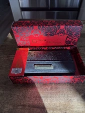 Stone Mountain Wallet Black W/ Paisley Design Leather NIB