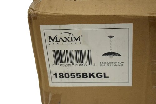 Maxim Lighting Pendant Light 18055BKGL E26 Ceiling Chain Industrial Fixture - Picture 1 of 7