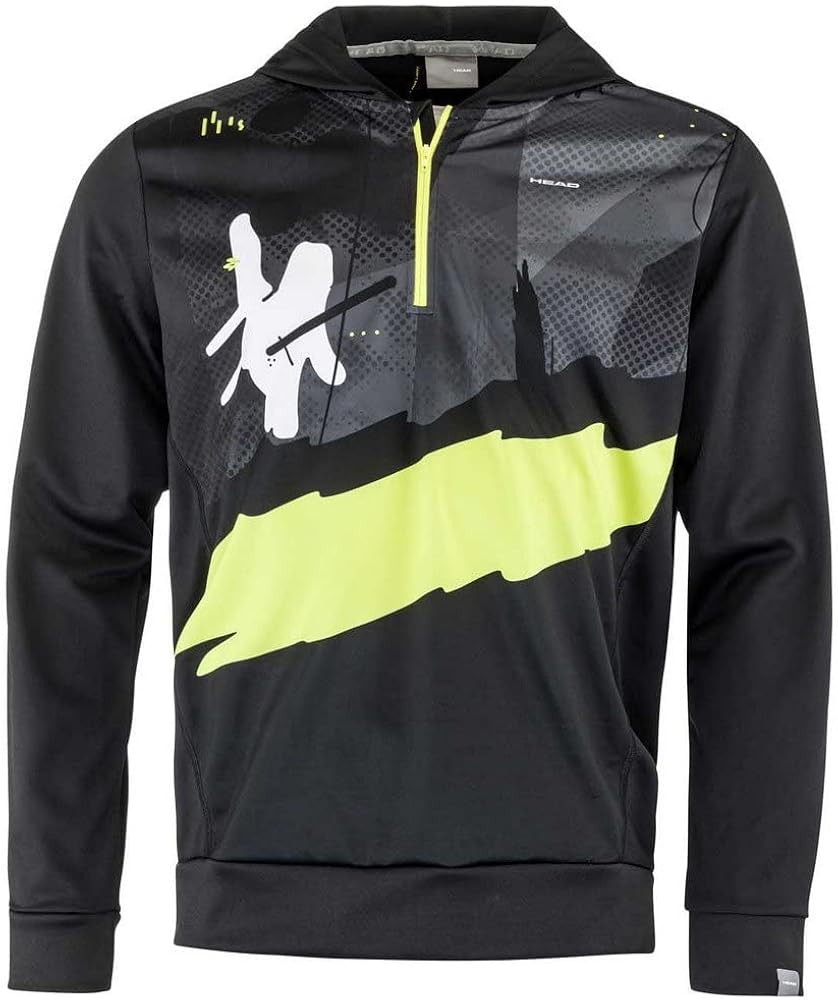 HEAD Jungen Race Pullover Hoodie Print Junior Sweatshirt, Schwarz/Gelb, 140