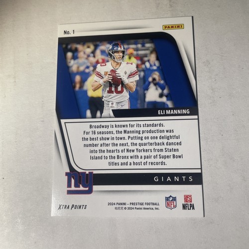 2024 Panini Prestige - Franchise Favorites Red Premium #1 Eli Manning /399 - Picture 6 of 7