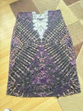 Purple Tie Dye Kaftan Dress Silver Embroidered Detail One Size