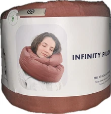 Huzi Infinity Pillow - Home Travel Soft Neck Scarf Support Sleep (Terracotta)