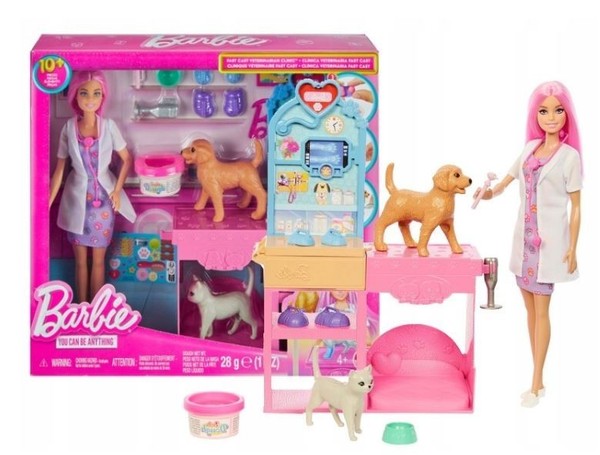 Barbie Vet Clinic Large Playset Doll & Pets Veterinarian Career New Mattel JFX93-image