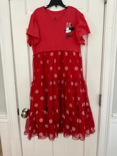 Disney Minnie Mouse Red Polka Dot Tulle Flutter Sleeve Dress Sz 150 12-14