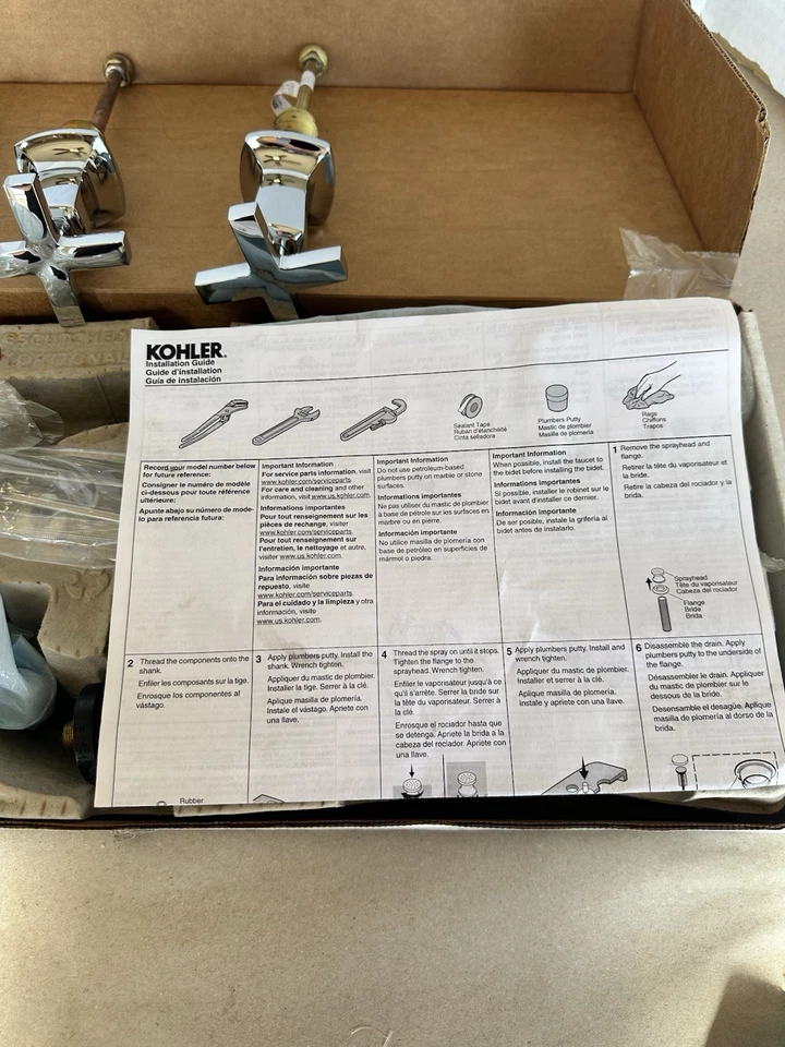 Grifo bidé Kohler K-16238-3-CP Margaux con asas cruzadas cromo pulido Foto 3 de 4