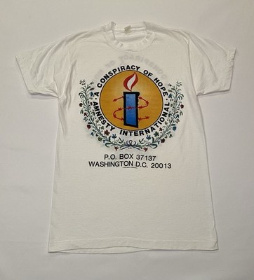1986 Bryan Adams U2 Sting A Conspiracy Of Hope Tour Vintage T Shirt White Size M