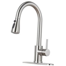 Brushed Nickel Kitchen Faucet with Pull Down Sprayer A: Brushed Nickel Classic