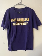 East Carolina University Men T Shirt Sz L Champion Grandparent Tee Purple