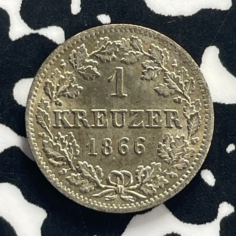1866 Germany Hesse-Darmstadt 1 Kreuzer Lot#GB143 High Grade! Beautiful! - Image 2 of 2
