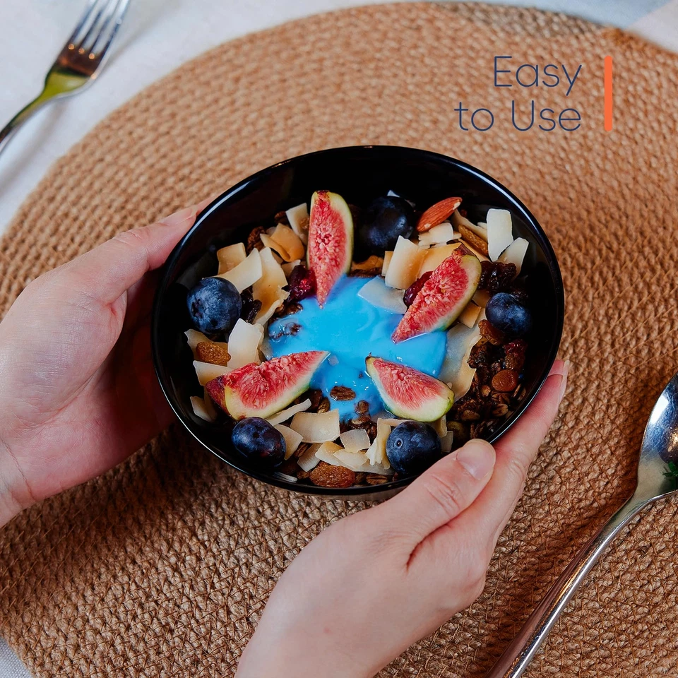 4 Bols à Céréales Noir 473ml Verre Opale Bols Rondes Passe au micro-ondes et ... - Photo 4/4