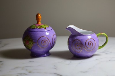 Soizick De La Bruguiere Creamer & Sugar Set/ Signed 