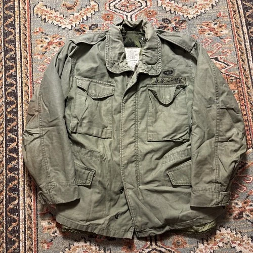 Vintage 70s M65 Field Jacket Green OG 107 Military medium W/ LINER Vietnam