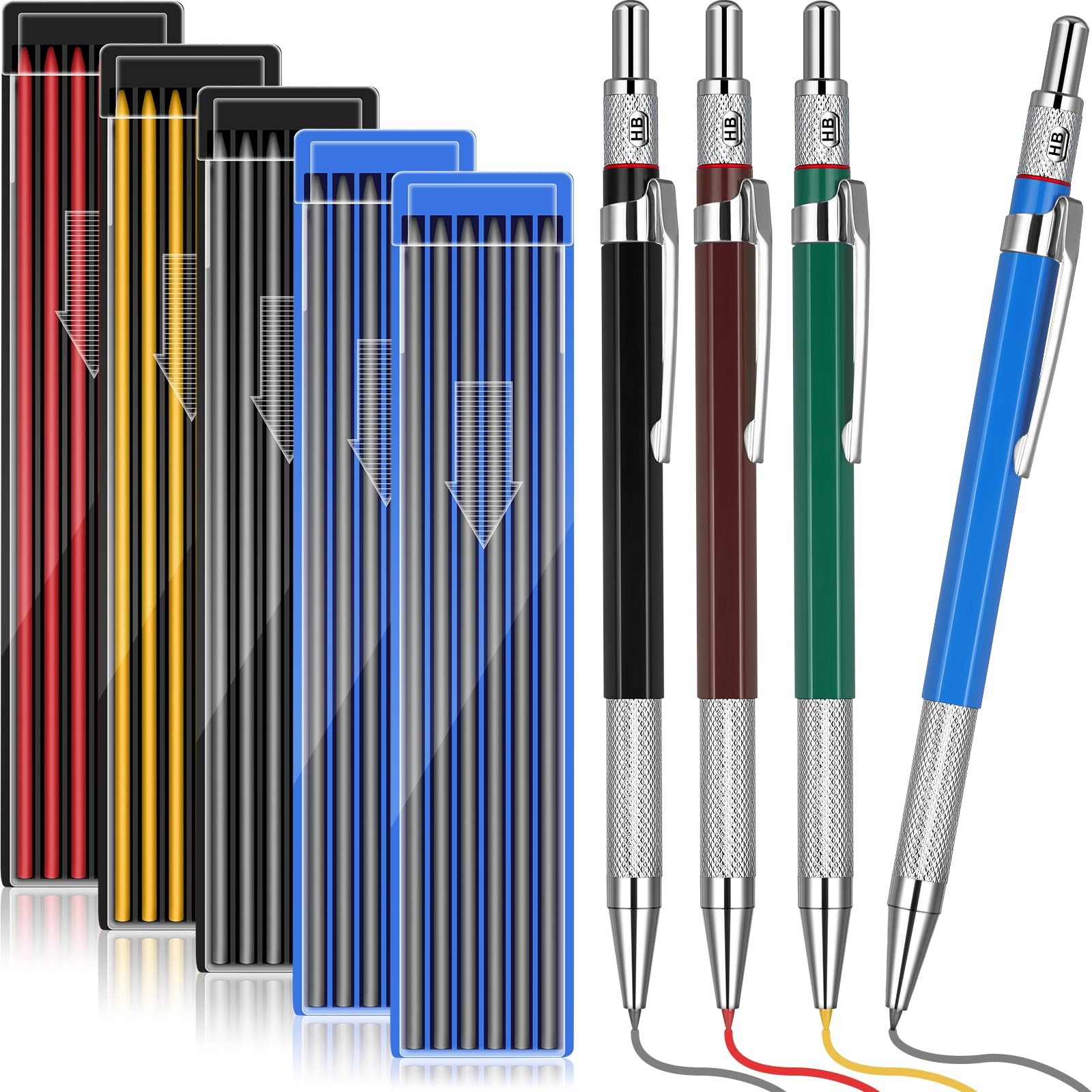60 Pieces Round Refills Mechanical Pencil Metal Marker