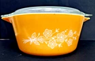Pyrex 474 B Butterfly Gold 1.5 qt Oval Cinderella CASSEROLE w/Clear Lid, Vintage