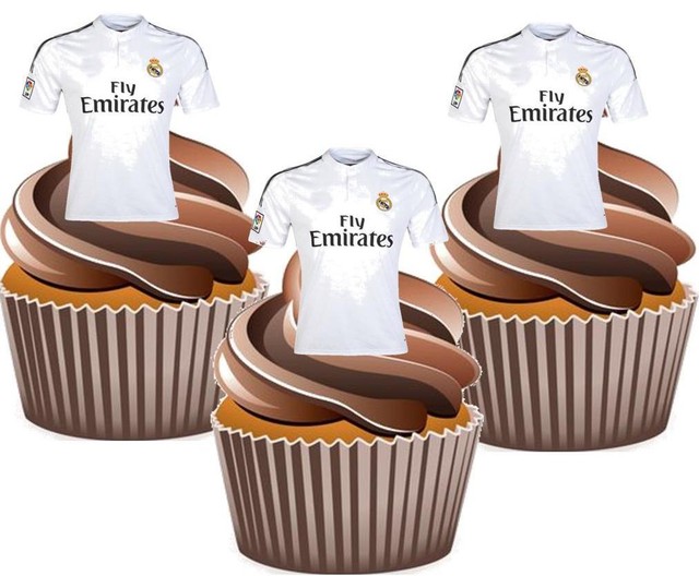 12 X Real Madrid Fc Football Shirts Cake Toppers Edible
