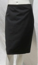 MICHAEL KORS Black Stretch Wool Poly Side Zip Straight Pencil Knee Skirt US 4 XS
