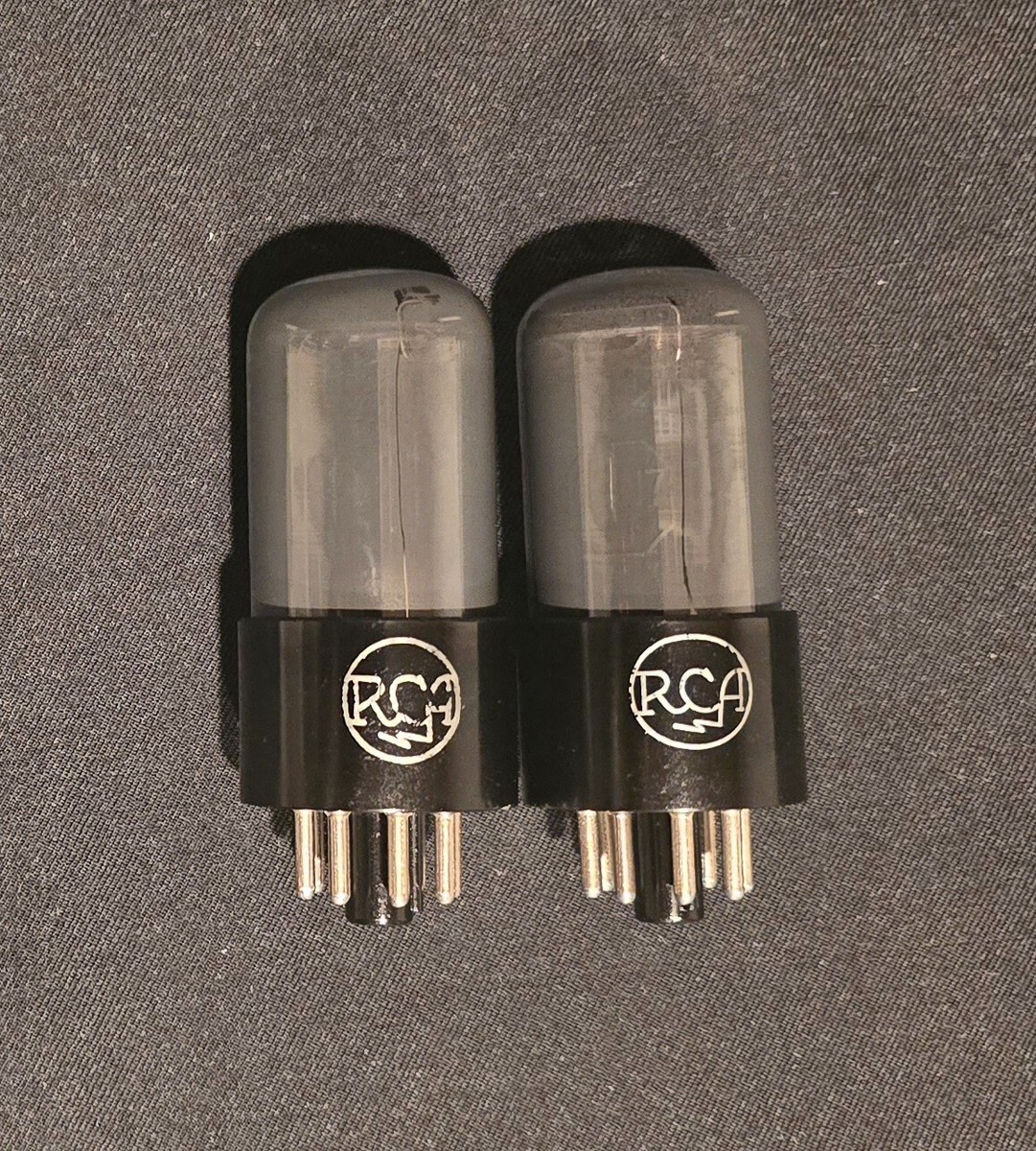 RCA 6SN7 GT 1940s MEATBALL LOGO GRAY SMOKE WINGED MICA RCA 6SN7 GT 1940s MEATBALL LOGO GRAY SMOKE WINGED MICA