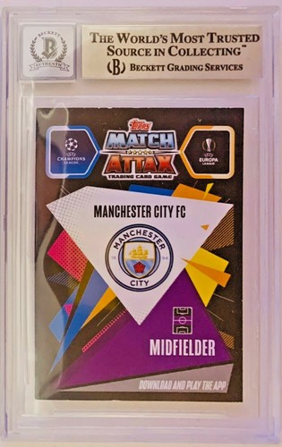 2020/21 Kevin De Bruyne Signed Topps UEFA CL Match Attax BAS Beckett Graded 10 - Picture 2 of 2