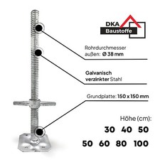 Gerüstspindel Gerüstfüße Spindel neu Gerüst 38mm  30/40/50/60/80/100 !!!