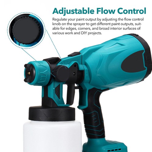 Cordless Spray Gun Electric HVLP Fence Wall Paint Sprayer For Makita 2 Battery - Picture 6 of 25