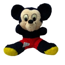 Vtg Disney Mickey Mouse Plush Stuffed Animal 7" Sitting Plastic Eyes Nostalgia