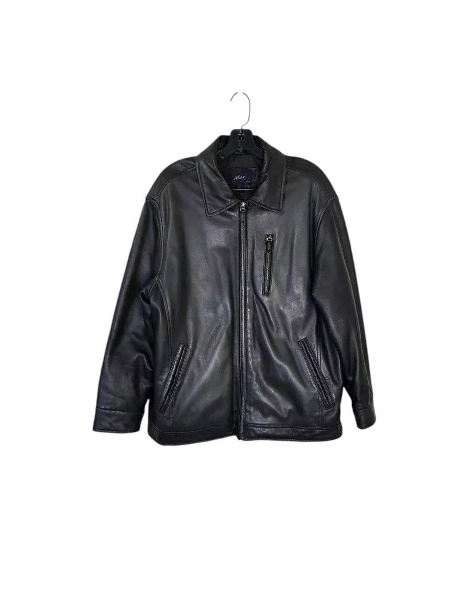 Vintage Max USA Mens Leather Jacket Full Zip Lined Large