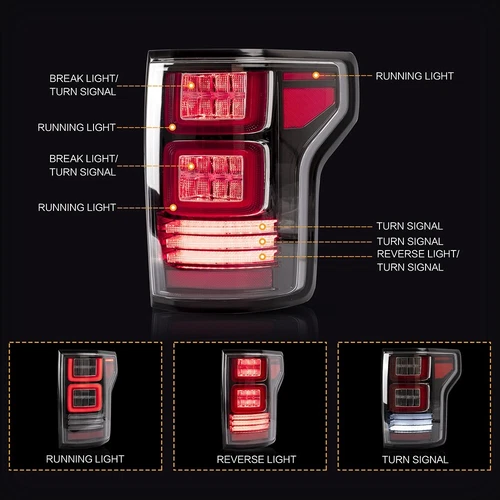 VLAND Black Headlights+Clear Tail lights For Ford F-150 2018-20 LED Lampa 2pair - Picture 14 of 16