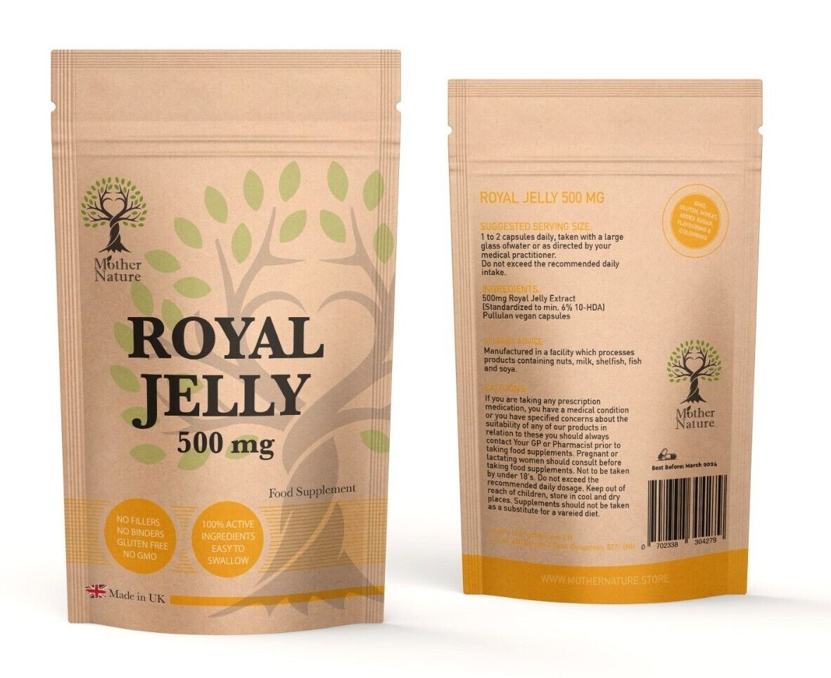 Royal Jelly 500mg Capsules Royal Jelly Powder Vegan Fresh Royal Jelly