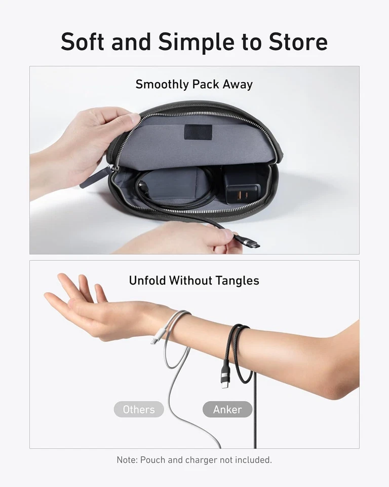 Anker 240W USB C to USB C Cable 3/6ft Upcycled-Braided Charging Cord Heavy Duty - Image 3 of 4