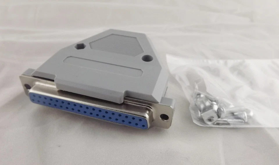 10x DB37 Female 37 Pin 2 Rows D-SUB Connector Grey Plastic Hood Cover Backshell - Image 2 of 4