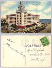 Postcard Roney Plaza Hotel Collins Avenue Miami Beach Florida. Linen