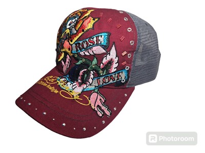 Vintage Ed Hardy Christian Audigier Trucker Hat Rare Golden  display picture 3
