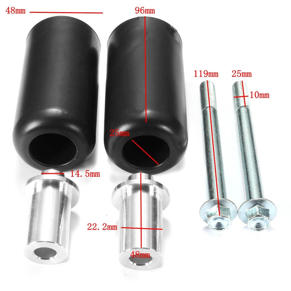 10mm Universal Motorcycle Frame Sliders Anti Crash Protector For Yamaha Suzuki - Image 2 of 4