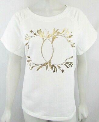 NWT CHANEL CC Logo Top White Gold T-shirt Thick Cotton L NWT CHANEL CC Logo Top White Gold T-shirt Thick Cotton L