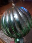 Vintage Green Silver Plastic Hanging Holiday Ornament 9-10" swirl Taiwan Xmas — photo 4